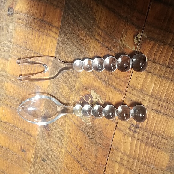 Dining Vintage Imperial Glass Salad Fork And Spoon Set Poshmark